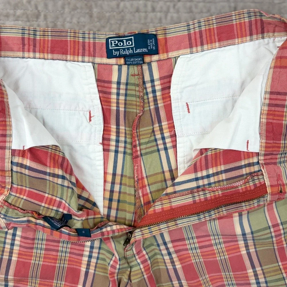 Polo‎ Ralph Lauren Tyler Short Mens 31 Plaid Pleated Cotton Multi Color Preppy